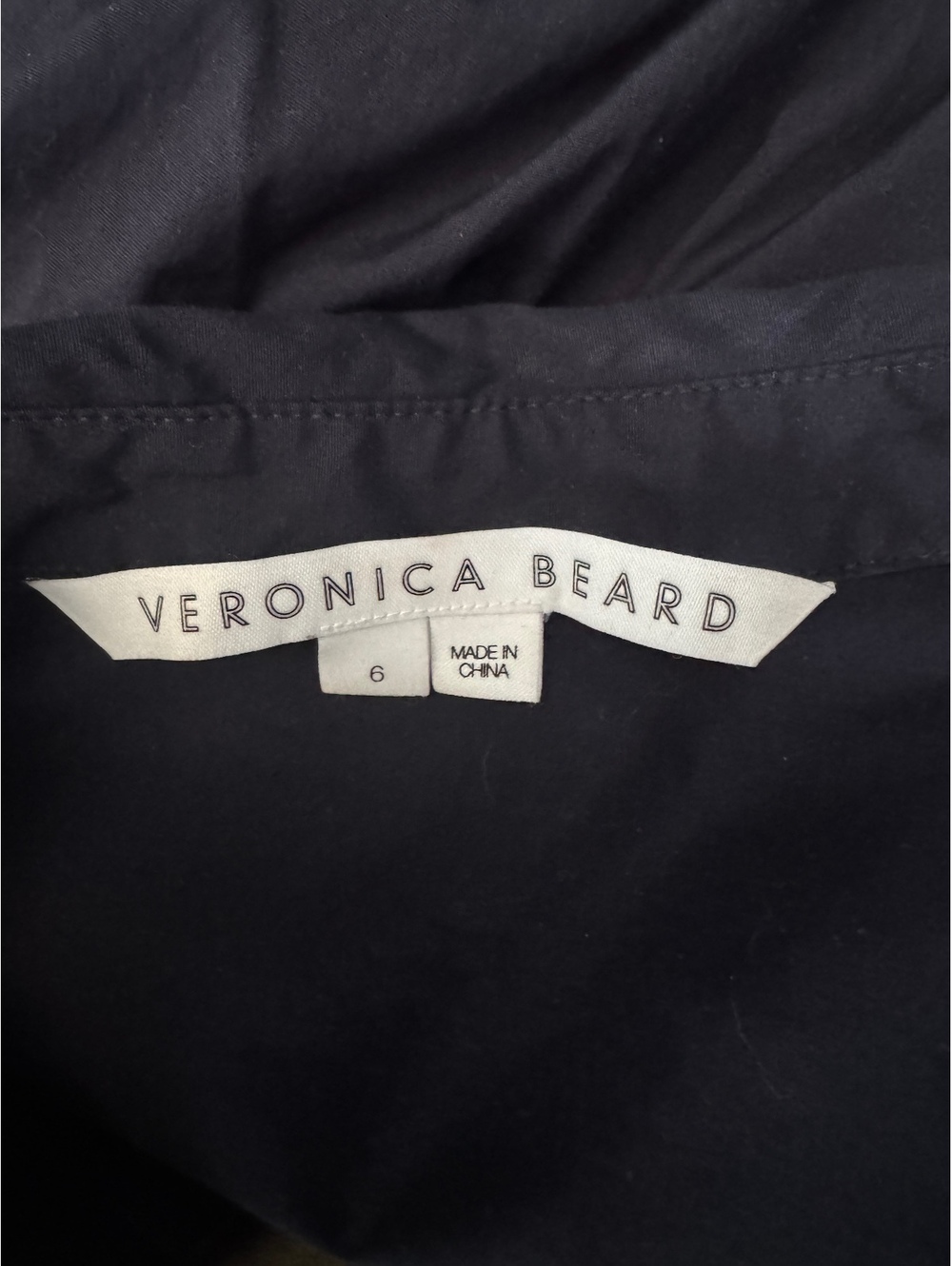 Veronica Beard Roanoke Shirt Dress | Size 6 | Navy Cotton Tie Waist - Picture 5 of 6